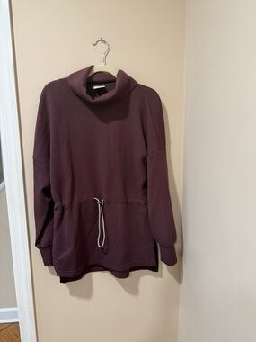 Varley Freya Drawcord Sweatshirt Plum Cowl-Neck Drawstring Pullover